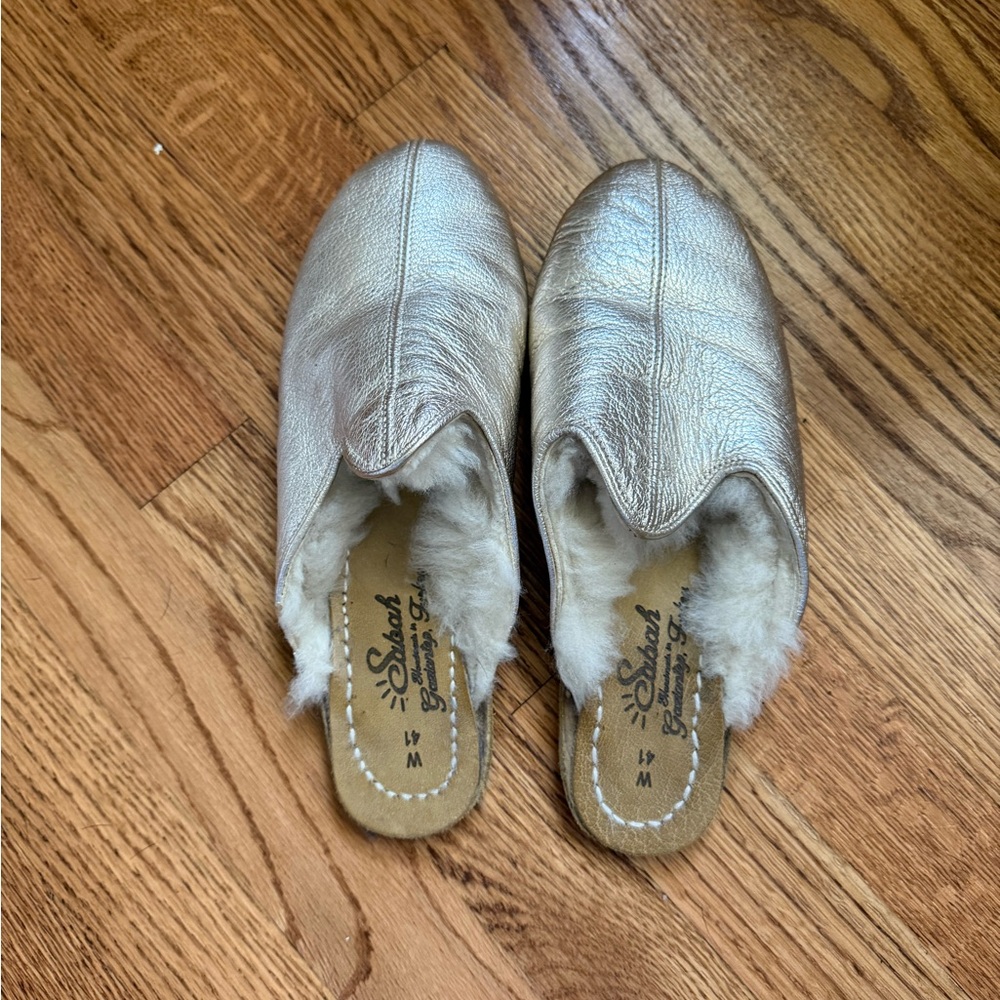 Sabah Silver Shearling Lined Mules